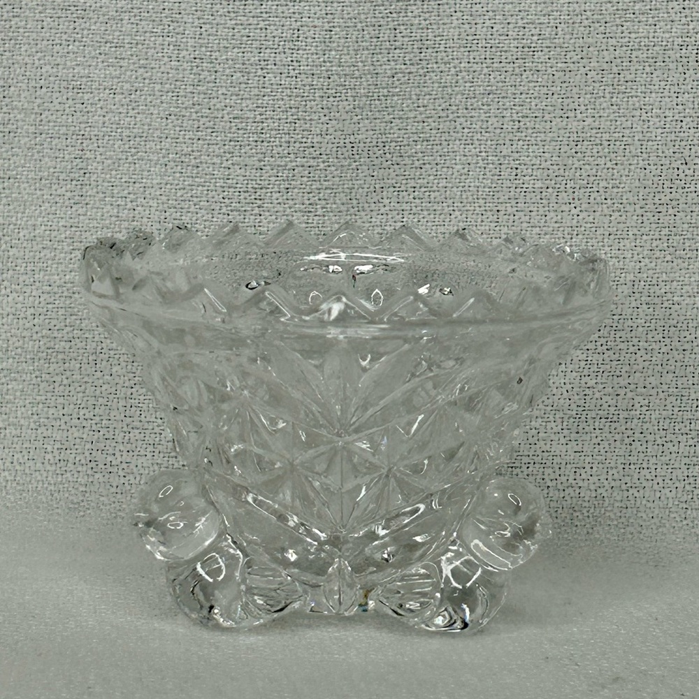 Hofbauer Byrdes Bird 3-Toed Footed Crystal Salt Cellar 1.75”x3” Trinkets Rings